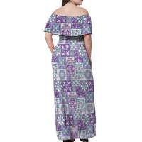 Mele Kalikimaka Hawaii Christmas Off Shoulder Maxi Dress Poni Seamless Floral Motif LT9 - Polynesian Pride