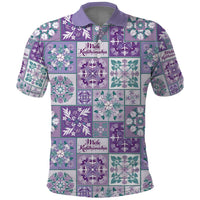 Mele Kalikimaka Hawaii Christmas Polo Shirt Poni Seamless Floral Motif LT9 Purple - Polynesian Pride