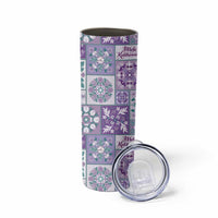 Mele Kalikimaka Hawaii Christmas Skinny Tumbler Poni Seamless Floral Motif LT9 - Polynesian Pride