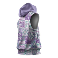 Mele Kalikimaka Hawaii Christmas Sleeveless Hoodie Poni Seamless Floral Motif LT9 - Polynesian Pride