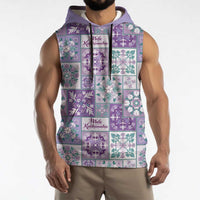 Mele Kalikimaka Hawaii Christmas Sleeveless Hoodie Poni Seamless Floral Motif LT9 - Polynesian Pride