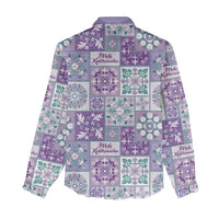 Mele Kalikimaka Hawaii Christmas Women Casual Shirt Poni Seamless Floral Motif - Polynesian Pride