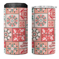 Mele Kalikimaka Hawaii Christmas 4 in 1 Can Cooler Tumbler Ulaula Seamless Floral Motif LT9 One Size: 16 oz Red - Polynesian Pride