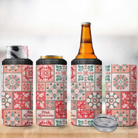 Mele Kalikimaka Hawaii Christmas 4 in 1 Can Cooler Tumbler Ulaula Seamless Floral Motif LT9 - Polynesian Pride