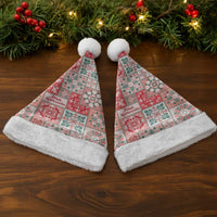 Mele Kalikimaka Hawaii Christmas Santa Hat Ulaula Seamless Floral Motif - Polynesian Pride