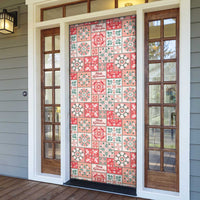Mele Kalikimaka Hawaii Christmas Door Cover Ulaula Seamless Floral Motif LT9 - Polynesian Pride