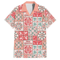 Mele Kalikimaka Hawaii Christmas Family Matching Off Shoulder Maxi Dress and Hawaiian Shirt Ulaula Seamless Floral Motif LT9 Dad's Shirt - Short Sleeve Red - Polynesian Pride