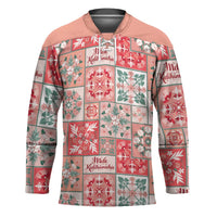 Mele Kalikimaka Hawaii Christmas Hockey Jersey Ulaula Seamless Floral Motif LT9 Unisex Red - Polynesian Pride