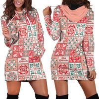Mele Kalikimaka Hawaii Christmas Hoodie Dress Ulaula Seamless Floral Motif LT9 - Polynesian Pride