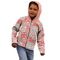 Mele Kalikimaka Hawaii Christmas Kid Hoodie Ulaula Seamless Floral Motif LT9 - Polynesian Pride