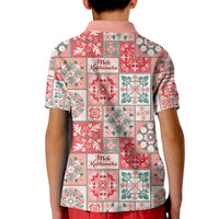 Mele Kalikimaka Hawaii Christmas Kid Polo Shirt Ulaula Seamless Floral Motif LT9 - Polynesian Pride
