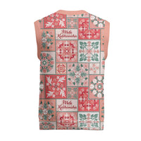Mele Kalikimaka Hawaii Christmas Knitted V-Neck Vest Ulaula Seamless Floral Motif LT9 - Polynesian Pride