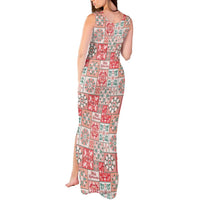 Mele Kalikimaka Hawaii Christmas Tank Maxi Dress Ulaula Seamless Floral Motif LT9 - Polynesian Pride