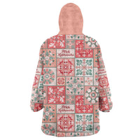 Mele Kalikimaka Hawaii Christmas Wearable Blanket Hoodie Ulaula Seamless Floral Motif LT9 - Polynesian Pride