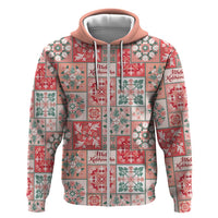 Mele Kalikimaka Hawaii Christmas Zip Hoodie Ulaula Seamless Floral Motif LT9 Zip Hoodie Red - Polynesian Pride