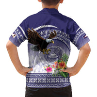 American Samoa Bald Eagle Family Matching Off The Shoulder Long Sleeve Dress and Hawaiian Shirt Polynesian Tropical Flowers LT9 - Polynesian Pride