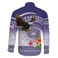 American Samoa Bald Eagle Family Matching Off The Shoulder Long Sleeve Dress and Hawaiian Shirt Polynesian Tropical Flowers LT9 - Polynesian Pride