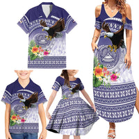 American Samoa Bald Eagle Family Matching Summer Maxi Dress and Hawaiian Shirt Polynesian Tropical Flowers LT9 - Polynesian Pride