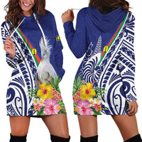New Caledonia Kagu Bird Hoodie Dress Polynesian Tropical Flowers LT9 - Polynesian Pride