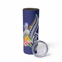 New Caledonia Kagu Bird Skinny Tumbler Polynesian Tropical Flowers LT9 - Polynesian Pride