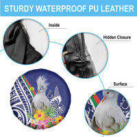 New Caledonia Kagu Bird Spare Tire Cover Polynesian Tropical Flowers