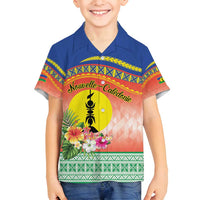 New Caledonia Nautilus Shell Family Matching Long Sleeve Bodycon Dress and Hawaiian Shirt Polynesian Tropical Flowers LT9 Son's Shirt Red - Polynesian Pride