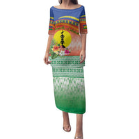 New Caledonia Nautilus Shell Family Matching Puletasi and Hawaiian Shirt Polynesian Tropical Flowers LT9 Mom's Dress Red - Polynesian Pride