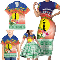 New Caledonia Nautilus Shell Family Matching Short Sleeve Bodycon Dress and Hawaiian Shirt Polynesian Tropical Flowers LT9 - Polynesian Pride