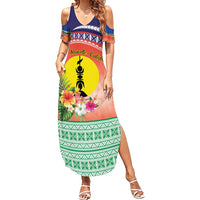 New Caledonia Nautilus Shell Family Matching Summer Maxi Dress and Hawaiian Shirt Polynesian Tropical Flowers LT9 Mom's Dress Red - Polynesian Pride