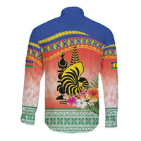 New Caledonia Nautilus Shell Long Sleeve Button Shirt Polynesian Tropical Flowers LT9 - Polynesian Pride