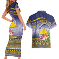 Tokelau Tuluma Couples Matching Short Sleeve Bodycon Dress and Hawaiian Shirt Polynesian Tropical Flowers LT9 - Polynesian Pride