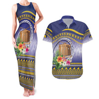 Tokelau Tuluma Couples Matching Tank Maxi Dress and Hawaiian Shirt Polynesian Tropical Flowers LT9 Blue - Polynesian Pride