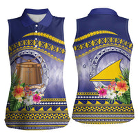 Tokelau Tuluma Women Sleeveless Polo Shirt Polynesian Tropical Flowers LT9 - Polynesian Pride