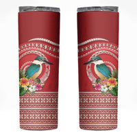 Wallis et Futuna Kingfisher Skinny Tumbler Polynesian Tropical Flowers LT9 Red - Polynesian Pride
