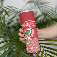 Wallis et Futuna Kingfisher Skinny Tumbler Polynesian Tropical Flowers LT9 - Polynesian Pride