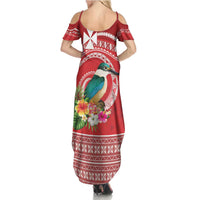 Wallis et Futuna Kingfisher Summer Maxi Dress Polynesian Tropical Flowers