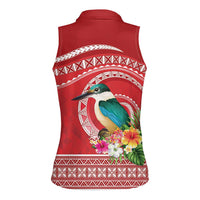 Wallis et Futuna Kingfisher Women Sleeveless Polo Shirt Polynesian Tropical Flowers LT9 - Polynesian Pride