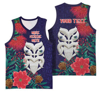 Maori Wheku Meri Kirihimete Personalised Basketball Jersey All Blue Indigenous Maori Motif LT9 - Polynesian Pride