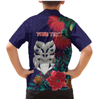 Maori Wheku Meri Kirihimete Personalised Family Matching Mermaid Dress and Hawaiian Shirt All Blue Indigenous Maori Motif LT9 - Polynesian Pride