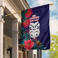 Maori Wheku Meri Kirihimete Personalised Garden Flag All Blue Indigenous Maori Motif LT9 House Flag Blue - Polynesian Pride