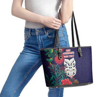 Maori Wheku Meri Kirihimete Personalised Leather Tote Bag All Blue Indigenous Maori Motif LT9 - Polynesian Pride