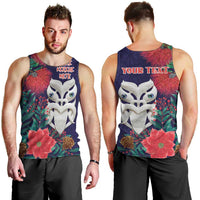 Maori Wheku Meri Kirihimete Personalised Men Tank Top All Blue Indigenous Maori Motif - Polynesian Pride