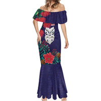 Maori Wheku Meri Kirihimete Personalised Mermaid Dress All Blue Indigenous Maori Motif LT9 - Polynesian Pride
