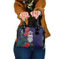 Maori Wheku Meri Kirihimete Personalised Shoulder Handbag All Blue Indigenous Maori Motif - Polynesian Pride