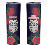 Maori Wheku Meri Kirihimete Personalised Skinny Tumbler All Blue Indigenous Maori Motif LT9 Blue - Polynesian Pride
