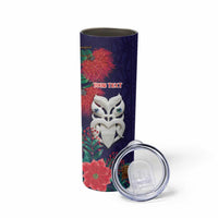 Maori Wheku Meri Kirihimete Personalised Skinny Tumbler All Blue Indigenous Maori Motif LT9 - Polynesian Pride