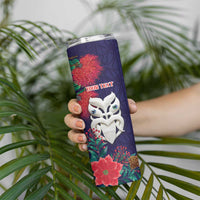 Maori Wheku Meri Kirihimete Personalised Skinny Tumbler All Blue Indigenous Maori Motif LT9 - Polynesian Pride