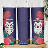 Maori Wheku Meri Kirihimete Personalised Skinny Tumbler All Blue Indigenous Maori Motif LT9 - Polynesian Pride