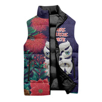 Maori Wheku Meri Kirihimete Personalised Sleeveless Puffer Jacket All Blue Indigenous Maori Motif LT9 - Polynesian Pride
