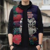 Maori Wheku Meri Kirihimete Personalised Sleeveless Puffer Jacket All Blue Indigenous Maori Motif LT9 - Polynesian Pride